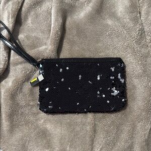 Sequin Black Wristlet Clutch